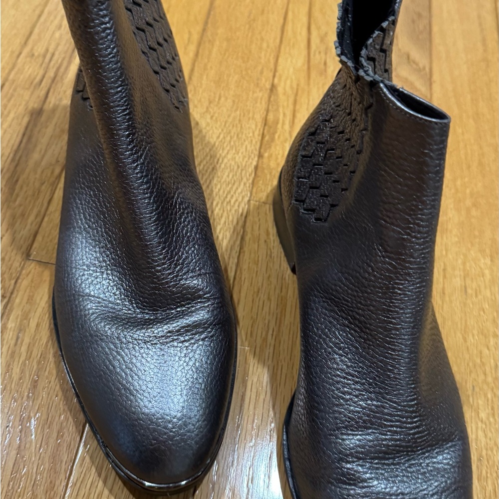 Ted Baker Metallic Ankle Boots with Leather Texture and Side Zip Closure